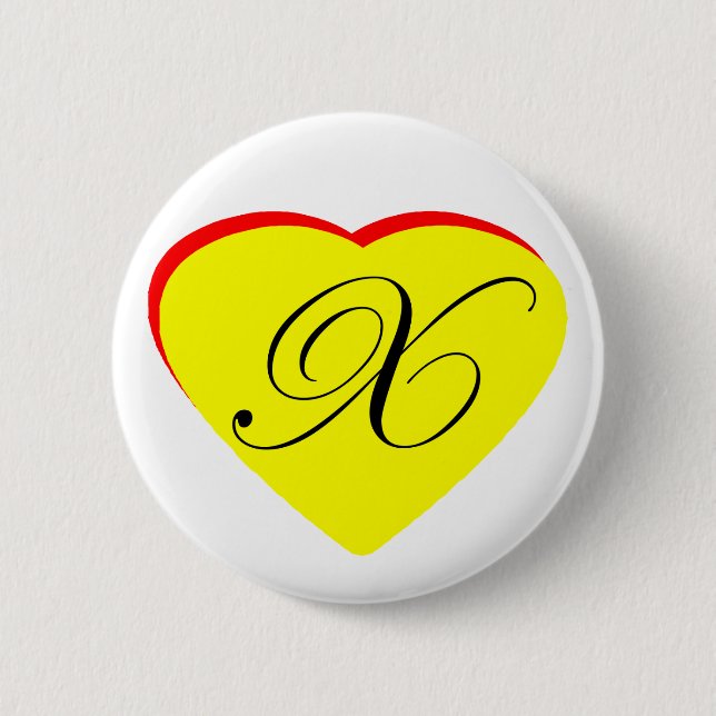 Herz Gelb X Hochzeit Einladung MUSEUM Z Button (Vorderseite)