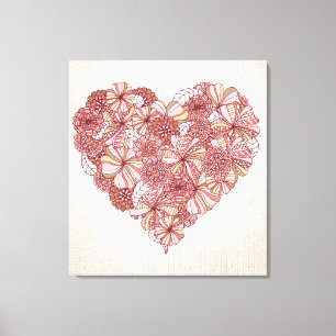 Herz gemacht von Hand gezeichneten Blumen Leinwanddruck