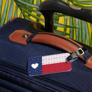Herz Gemusterte Flagge des Staates Texas Gepäckanhänger