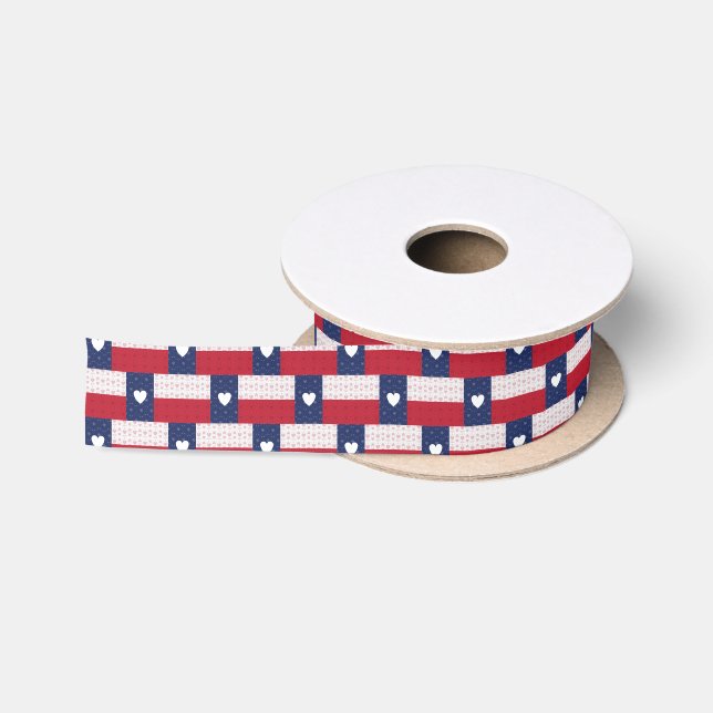 Herz Gemusterte Flagge des Staates Texas Satinband (Spule)