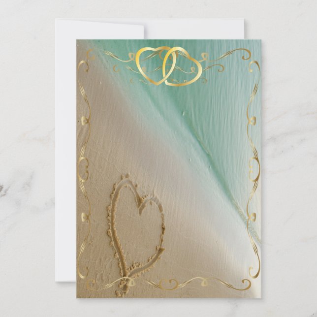 Herz geschnitzt im Sand Invitation4 Einladung (Vorderseite)