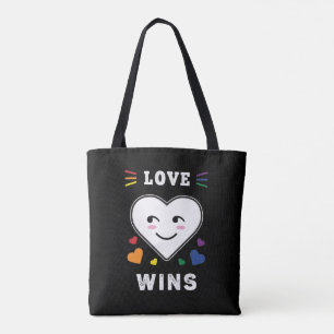 Herz Gesicht Liebe Gewinnt LGBTQ Gay Pride Tasche