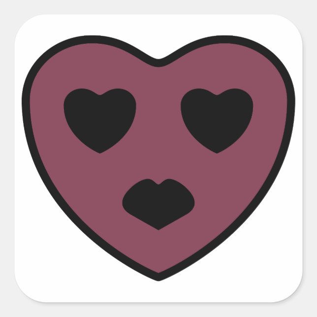 Herz-Gesicht-Pout Quadratischer Aufkleber (Vorderseite)