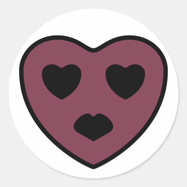 Herz-Gesicht-Pout Runder Aufkleber (Vorderseite)