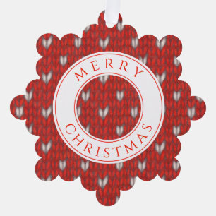 HERZ GESTRICKT Schneeflocken Papier Weihnachtsbaum Ornament Karte
