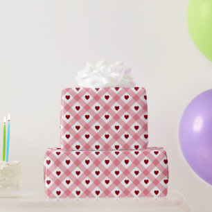 Herz & Gingham Pattern Geschenkpapier