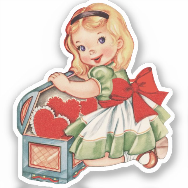 Herz Girl Child Retro Niedliche Kinder Aufkleber (Vorderseite)