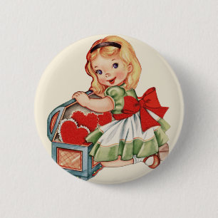 Herz Girl Child Retro Niedliche Kinder Button