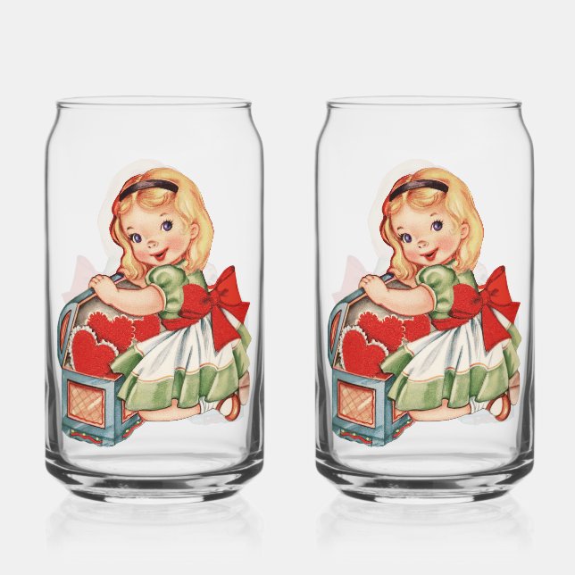Herz Girl Child Retro Niedliche Kinder Dosenglas (Vorderseite)