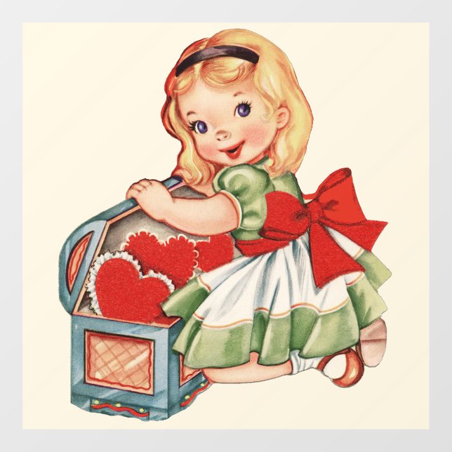 Herz Girl Child Retro Niedliche Kinder Fensteraufkleber (Blatt)