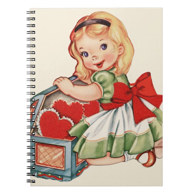 Herz Girl Child Retro Niedliche Kinder Notizblock (Vorderseite)