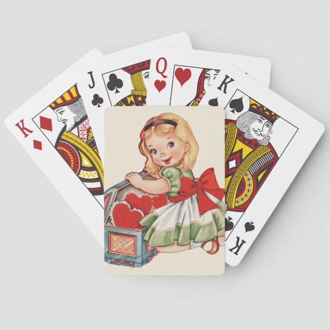 Herz Girl Child Retro Niedliche Kinder Spielkarten (Rückseite)
