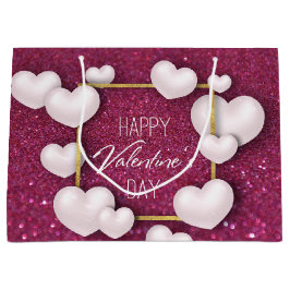 Herz-Glitzer-große Geschenk-Tasche des Valentines Große Geschenktüte