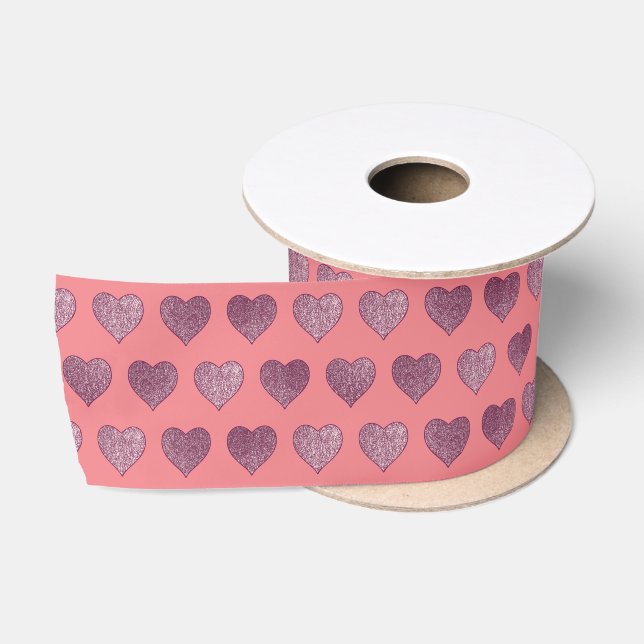 Herz-Glitzer-Muster Satinband (Spule)