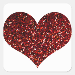Herz Glitzernd Rot Glitter Funkelndes Muster Hochz Quadratischer Aufkleber