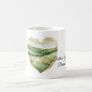 Herz Gold Grüne Gras Hügel Kaffeetasse