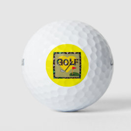 Herz Golf Design Golf Balls Gelb Hintergrund Golfball