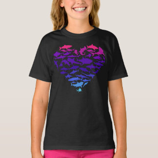 Herz Haie Hai Lover farbenfrohe See Leben T-Sh T-Shirt