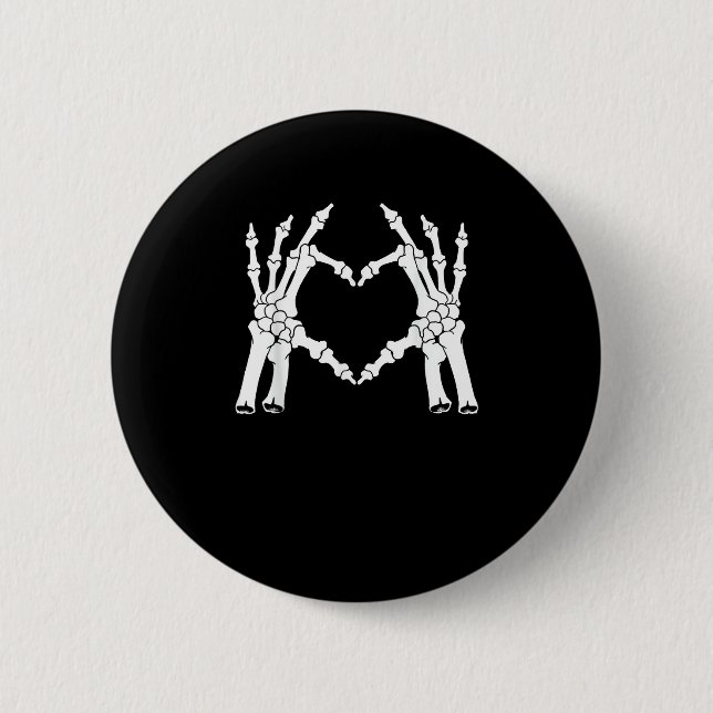 Herz - Halloween Skeleton Hand Button (Vorderseite)