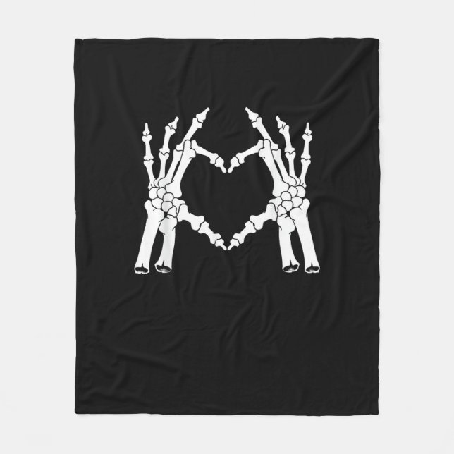 Herz - Halloween Skeleton Hand Fleecedecke (Vorderseite)