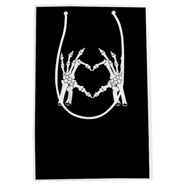 Herz - Halloween Skeleton Hand Mittlere Geschenktüte (Vorderseite)