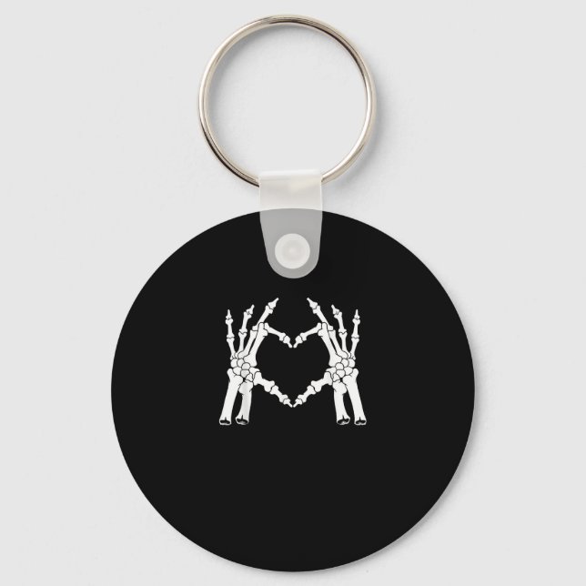 Herz - Halloween Skeleton Hand Schlüsselanhänger (Vorderseite)