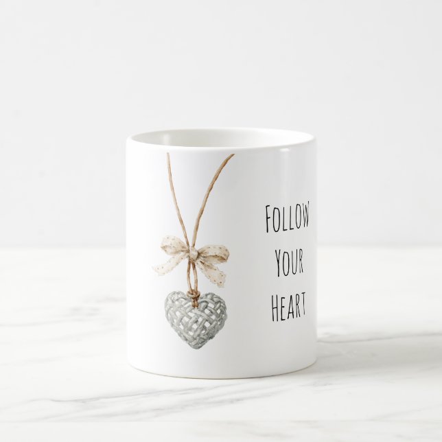Herz-Halskette Creme Schleife Kaffeetasse (Mittel)