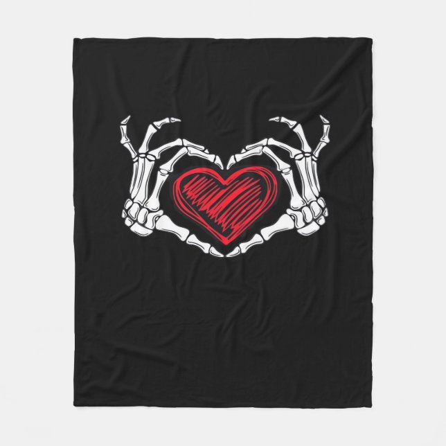 Herz Hands Skeleton Fleecedecke (Vorderseite)