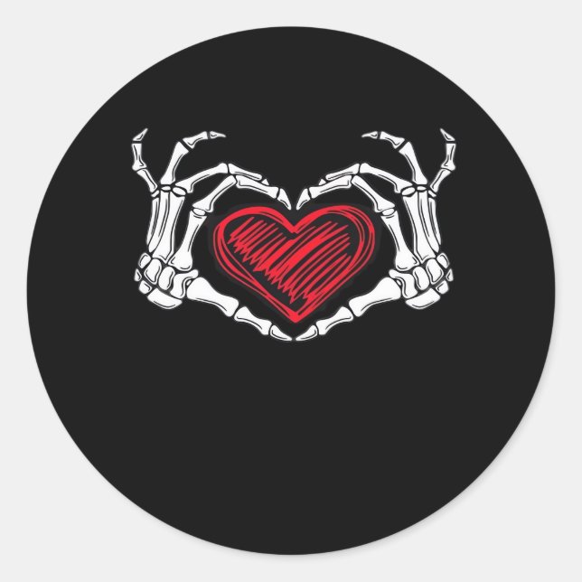 Herz Hands Skeleton Runder Aufkleber (Vorderseite)