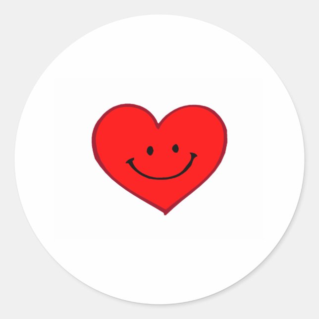 Herz (Happy Face) Runder Aufkleber (Vorderseite)
