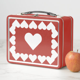 Herz ♥ Heart ♥ Herzen ♥ Hearts Retro 70er / 70ies Metall Brotdose