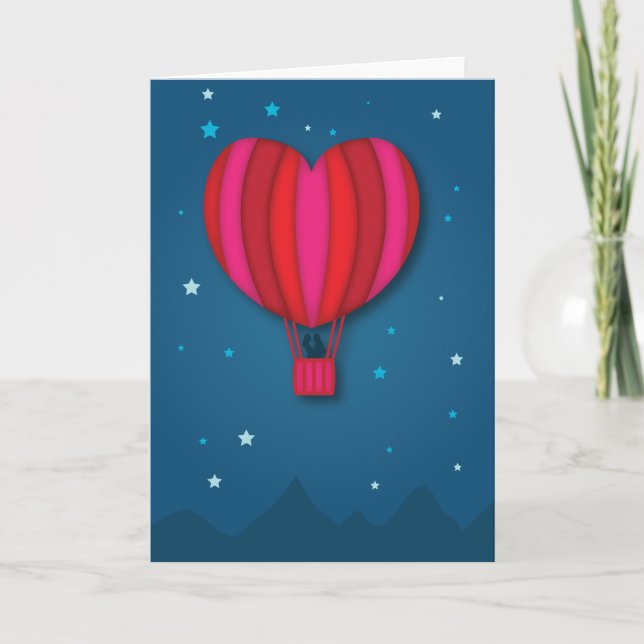 Herz-Heißluft-Ballon-Valentinstag-Karte Feiertagskarte (Vorderseite)