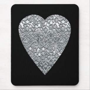Herz. Hellgraues und mittleres graues Druckmuster Mousepad
