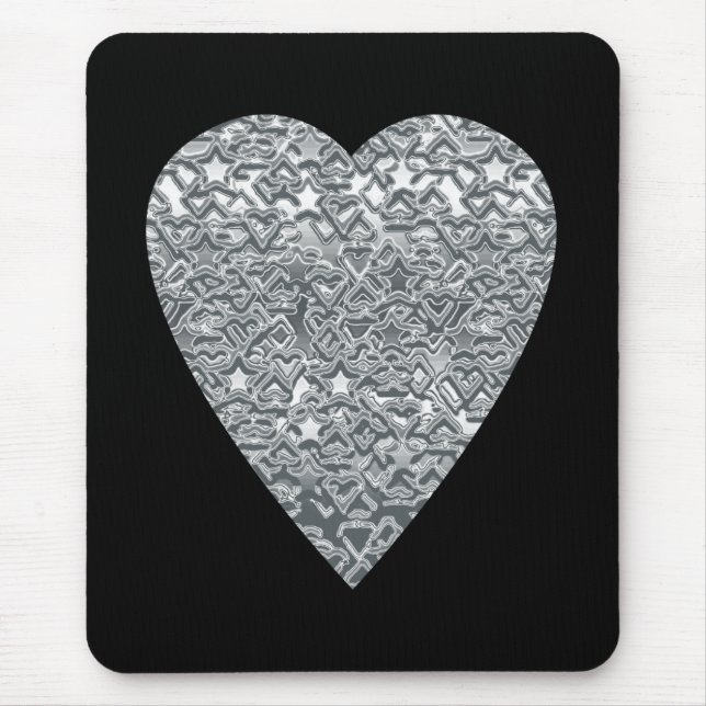 Herz. Hellgraues und mittleres graues Druckmuster Mousepad (Vorne)