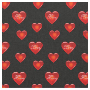 Herz/Herz, große/kleine rote Herzen/Liebe/Schwarz Stoff