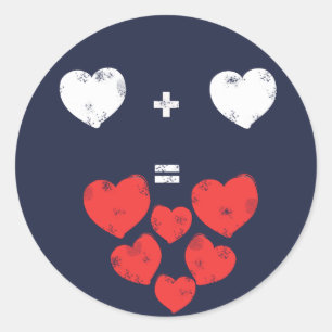 Herz + Herz = Liebe Aufkleber
