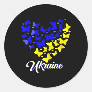 Herz Herz Ukraine Shirt Schmetterling Ich stehe mi Runder Aufkleber