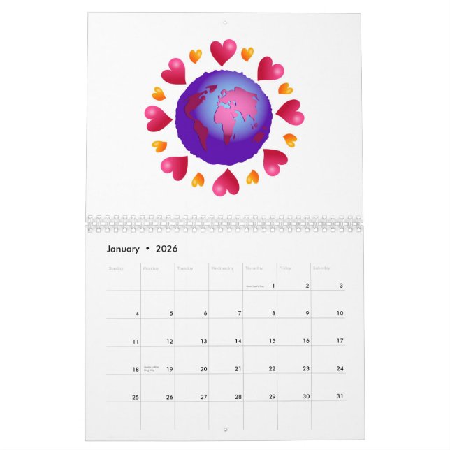 Herz-Hintergrund Kalender (Jan 2026)