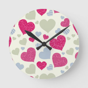Herz-Hintergrund Runde Wanduhr