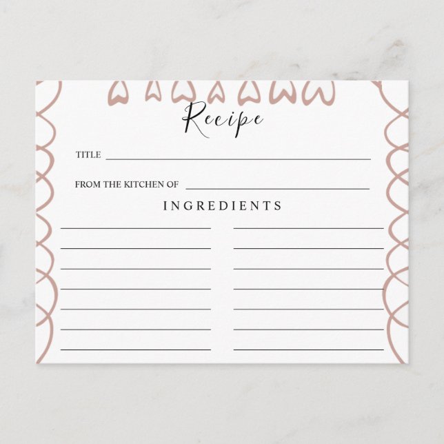Herz-Hochzeit-Rezept-Karte Postkarte (Vorderseite)