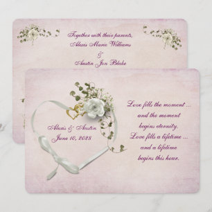 Herz-Hochzeitsringe und Band Einladung