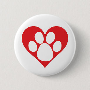 Herz-Hundetatze Button