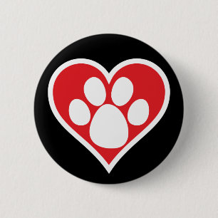 Herz-Hundetatze (dunkel) Button