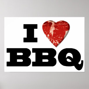 Herz I GRILLEN, Steak-Herz-Form-lustiges Grillen Poster