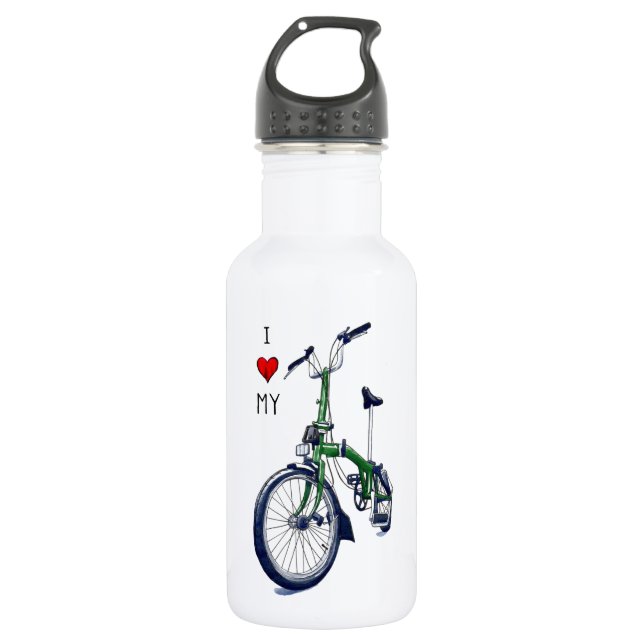 Herz I mein Brompton (Grün) Edelstahlflasche (Vorderseite)