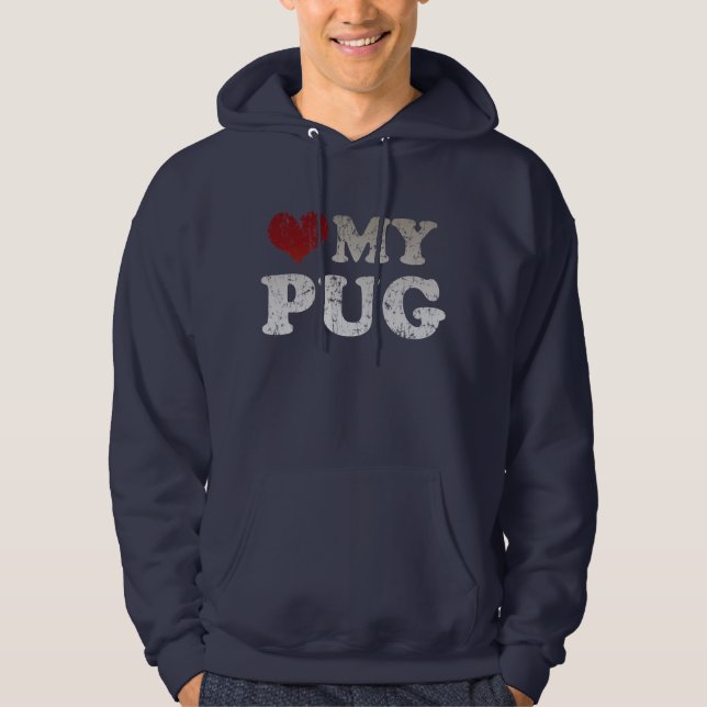 Herz I mein Mops Hoodie (Vorderseite)