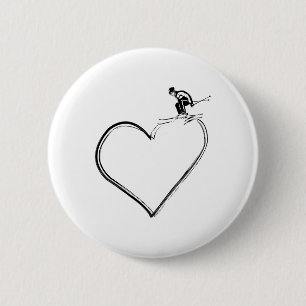 Herz Ich liebe Ski Button
