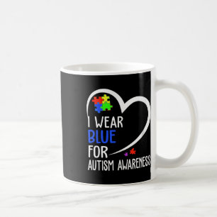 Herz Ich trage Blau für Autismus-Bewusstsein Mama Kaffeetasse
