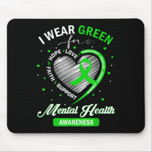 Herz Ich trage Grün für Mental Health Awareness Mo Mousepad