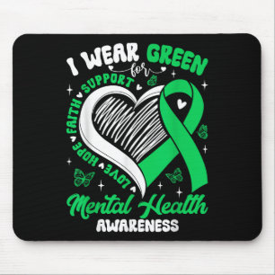Herz Ich trage Grün für Mental Health Awareness Mo Mousepad